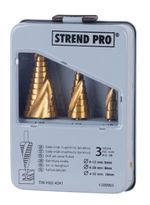 Step Drill Bit Set Strend Pro SS422, 4-12, 4-20, 4-32 mm, TiN, HSS 4241 spiral, for metal