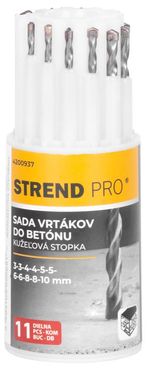 Fúrókészlet Strend Pro, betonhoz, hengeres szár, 13,3x5,4x5,4 cm, csomag. 11 db