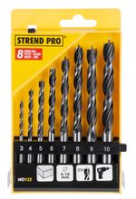 Fúrókészlet Strend Pro WD122, 8 részes, 3-10 mm, Wood, fához
