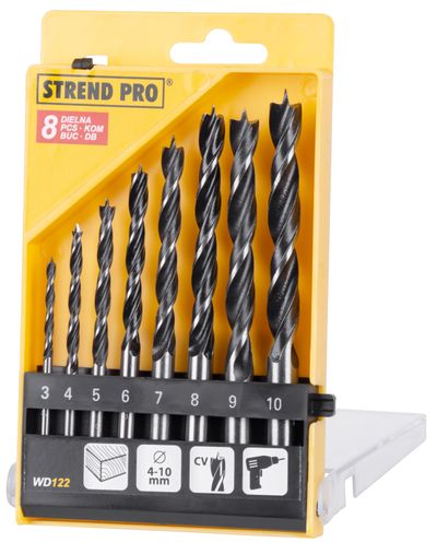 Fúrókészlet Strend Pro WD122, 8 részes, 3-10 mm, Wood, fába