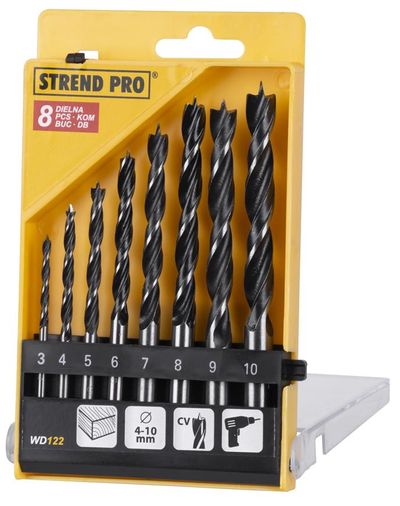 Fúrókészlet Strend Pro WD122, 8 részes, 3-10 mm, Wood, fához