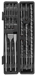 Fúró és véső készlet Strend Pro SD043, 12 db, SDS+, tokban