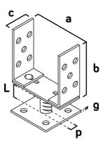 Beam support ASU1, 0-125 mm, Zinc, adjustable base, stand