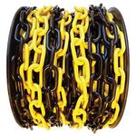 Chain SLC, 6 mm, L-25 m, plastic, yellow-black, warning