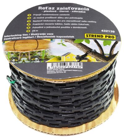 Interlocking tie eye garden chain 1,28x0,5x0,24cm L-25m, PVC, black