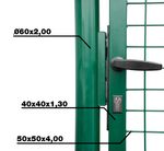 Kapu Strend Pro METALTEC ECO, 1000/1200/50x50 mm, szögletes keret, zöld, egyszárnyú, kerti, ZN+PVC,