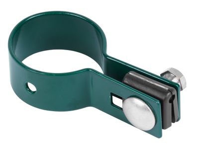 Clamp Strend Pro EUROSTANDARD, 38 mm, end, green, Zn+PVC, RAL6005, for round pole