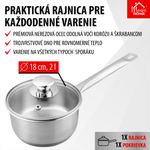 Nyeles lábas MagicHome Chloe, 18 cm, 2 liter, üvegfedővel, rozsdamentes