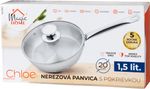Serpenyő MagicHome Chloe, 20 cm, 1,5 liter, üvegfedővel, rozsdamentes acél