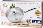 Serpenyő MagicHome Chloe, 24 cm, 2,5 liter, üvegfedővel, rozsdamentes acél