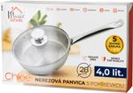 Serpenyő MagicHome Chloe, 28 cm, 4 liter, üvegfedővel, rozsdamentes acél