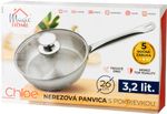 Serpenyő MagicHome Chloe, 26 cm, 3,2 liter, üvegfedővel, rozsdamentes acél