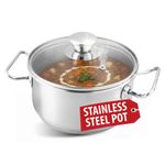 Casserole MagicHome Chloe, 16 cm, 1.5 L, with glass lid, stainless steel