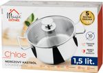 Lábas MagicHome Chloe, edény, 16 cm, 1,5 liter, üvegfedővel, rozsdamentes acél
