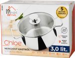 Lábas MagicHome Chloe, edény, 20 cm, 3 liter, üvegfedővel, rozsdamentes acél