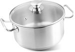 Lábas MagicHome Chloe, edény, 20 cm, 3 liter, üvegfedővel, rozsdamentes acél