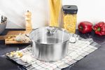 Lábas MagicHome Chloe, edény, 22 cm, 4 liter, üvegfedővel, rozsdamentes acél