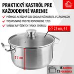 Casserole MagicHome Chloe, 22 cm, 4 L, with glass lid, stainless steel