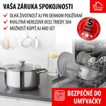 Lábas MagicHome Chloe, edény, 22 cm, 4 liter, üvegfedővel, rozsdamentes acél