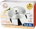 Lábas MagicHome Chloe, edény, 24 cm, 5,5 liter, üvegfedővel, rozsdamentes acél