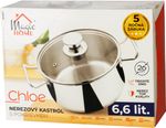 Lábas MagicHome Chloe, edény, 26 cm, 6,6 liter, üvegfedővel, rozsdamentes acél