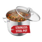 Pot MagicHome Chloe, 24 cm, 8 L, with glass lid, stainless steel