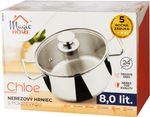 Fazék MagicHome Chloe, 24 cm, 8 literes, üvegfedővel, rozsdamentes acél