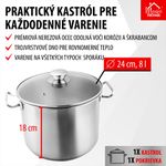 Hrniec MagicHome Chloe, 24 cm, 8 lit., so sklenenou pokrievkou, nerez