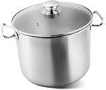 Pot MagicHome Chloe, 24 cm, 8 L, with glass lid, stainless steel