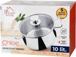 Pot MagicHome Chloe, 26 cm, 10 L, with glass lid, stainless steel
