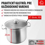 Fazék MagicHome Chloe, 26 cm, 10 literes, üvegfedővel, rozsdamentes acél