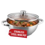 Wok Pot MagicHome Chloe, 26 cm, 5 L, with glass lid, stainless steel