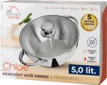 Wok Pot MagicHome Chloe, 26 cm, 5 L, with glass lid, stainless steel