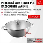 Wok edény MagicHome Chloe, 26 cm, 5 literes, üvegfedővel, rozsdamentes acél