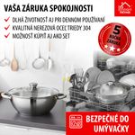 Wok edény MagicHome Chloe, 26 cm, 5 literes, üvegfedővel, rozsdamentes acél
