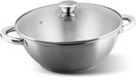 Wok edény MagicHome Chloe, 26 cm, 5 literes, üvegfedővel, rozsdamentes acél