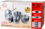 Edénykészlet MagicHome Chloe, serpenyő 24 cm, 3x lábas (3l, 4l és 6,6 l), nyeles lábas 2l, üvegfedőv