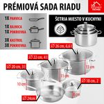 Cookware Set MagicHome Chloe, frying pan 24 cm, 3x saucepan (3l, 4l and 6.6 l), saucepan 2l, with gl