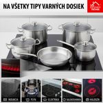 Edénykészlet MagicHome Chloe, serpenyő 24 cm, 3x lábas (3l, 4l és 6,6 l), nyeles lábas 2l, üvegfedőv