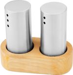 Salt and Pepper Shaker Set MagicHome, wooden stand, stainless steel