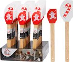MagicHome sütő/főző spatula, karácsonyi, szilikon, piros/fehér nyomtatással, Eladó doboz 18 szett
