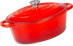 Sütőedény MagicHome Castora line, ovális, lábas, 30 cm, 4,4 liter, fedővel, zománcozott öntöttvas