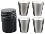Shot glasses MagicHome, set, stainless steel, in faux leather case, 4x30 ml
