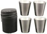 Shot glasses MagicHome, set, stainless steel, in faux leather case, 4x30 ml