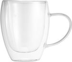 MagicHome Cappuccino Cup for coffee/tea, double-wall thermo, 280 ml, pack of 2 pcs