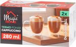 MagicHome Cappuccino bögre kávéhoz/teához, dupla falú termosz, 280 ml, 2 db/csomag