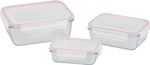 Container MagicHome, set of 3 pcs, glass, rectangular, with lid, 400/900/1900 ml