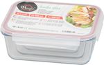 Container MagicHome, set of 3 pcs, glass, glass, rectangular, with lid, 400/900/1900 ml
