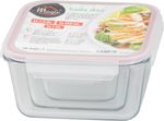 Dóza MagicHome, sada 3 ks, sklenená, sklo, štvorcová, s vekom, 450/1000/1900 ml