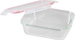 Tárolóedény MagicHome, Téglalap alakú, 1000 ml, fedéllel, Clip, üveg